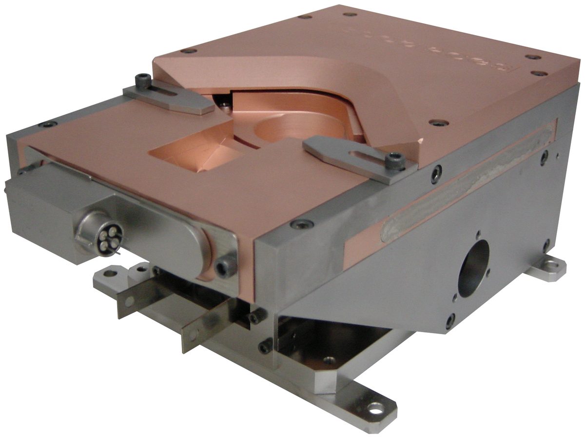 EB3 multi-pocket electron-beam source with a removable copper hearth and side drive.